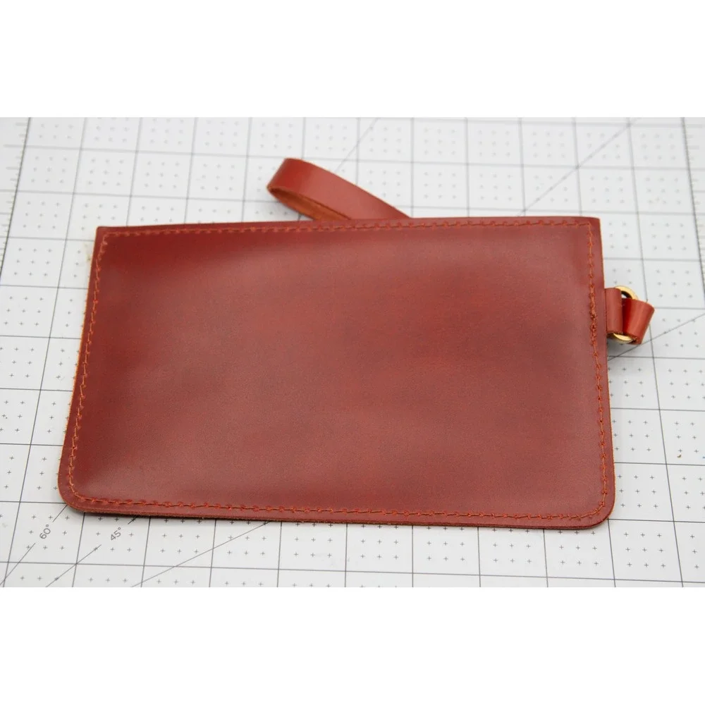 Portland Leather Goods Cognac Leather‎ Zipper Pouch Wristlet Clutch Accessory